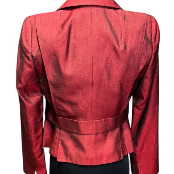 Akris Red Silk Cashmere Blend Tailored Blazer Swiss Luxury Minimalist Size 6 - Picture 5 of 12